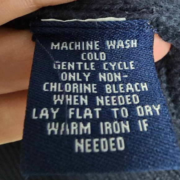 Chaps Crewneck Sweater Crest Navy Cable Knit Preppy Regency Money Cotton M - Picture 7 of 8